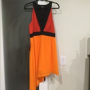Bebe Asymmetrical Color block maxi dress